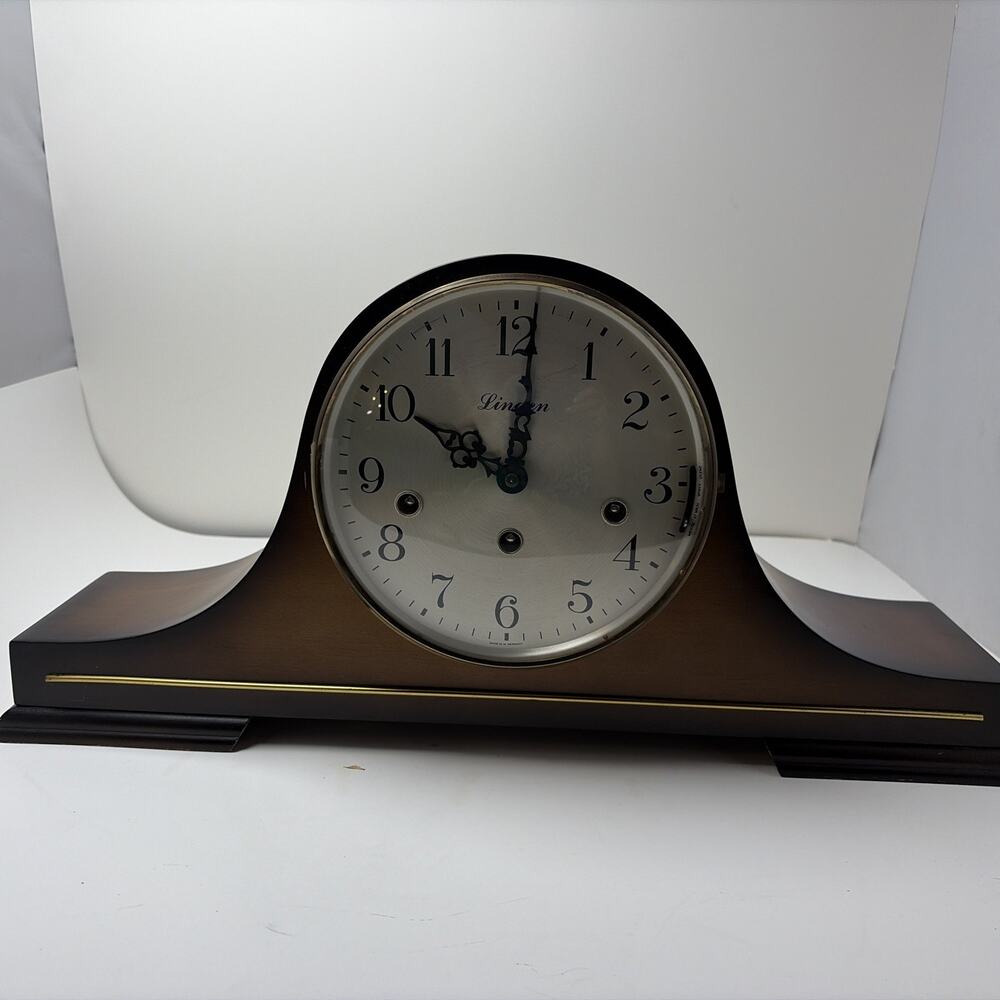 VINTAGE LINDEN MANTEL CLOCK BLACK FOREST HERMLE TRIPLE CHIME~GERMANY-NO KEY